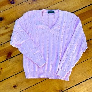 Greenwich cable knit 100% cotton in pink size Large silk